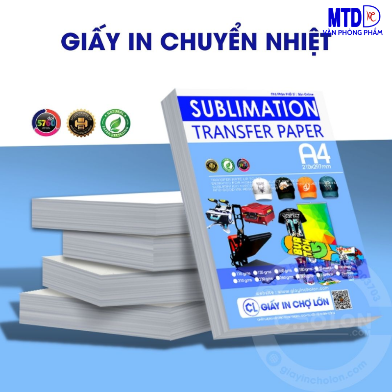 Giấy in màu(giấy thuốc)/chuyển nhiệt Sublimation A4 - 1 mặt/2 mặt - 110gsm/120gsm/140gsm/đế hồng