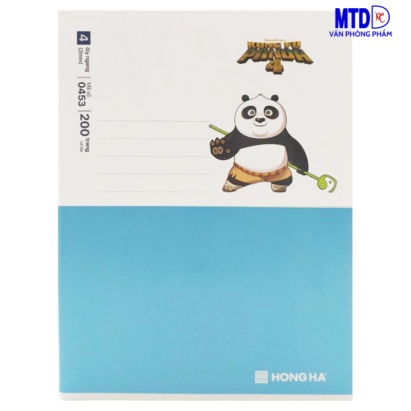 Tập/Vở  học sinhh 4 ly ngang, 200 trang Hồng Hà Class Kung Fu Panda - 0453, ĐL : 58g/m2