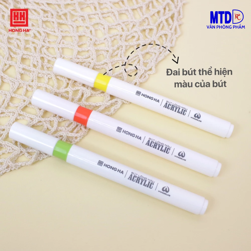Bút lông màu Acrylic  12 màu 1 đầu/2 đầu -8142/8145  Hồng Hà có thể viết trên nhiều chất liệu khác nhau dùng trong trang trí, hội họa