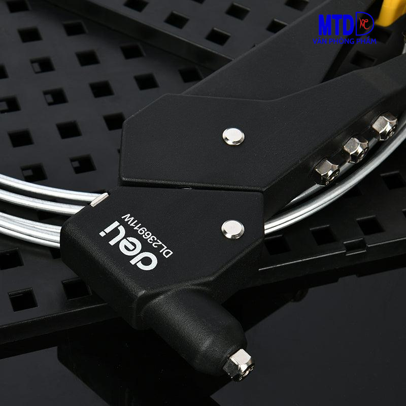 Dụng cụ  tán đinh  (Kìm rút Rive ) cầm tay đầu xoay 360° 10,5 inch  Deli -236911W dùng trong sửa chữa ô tô, gia công kim loại