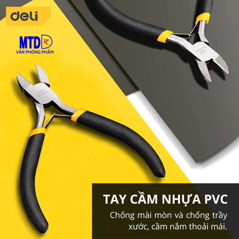 Kìm Cắt Dây Điện Mini Deli - Kềm Chất Liệu Thép Carbon Cao Cấp Chống Mòn Gỉ, Dài 125mm Nhỏ Gọn DL20025