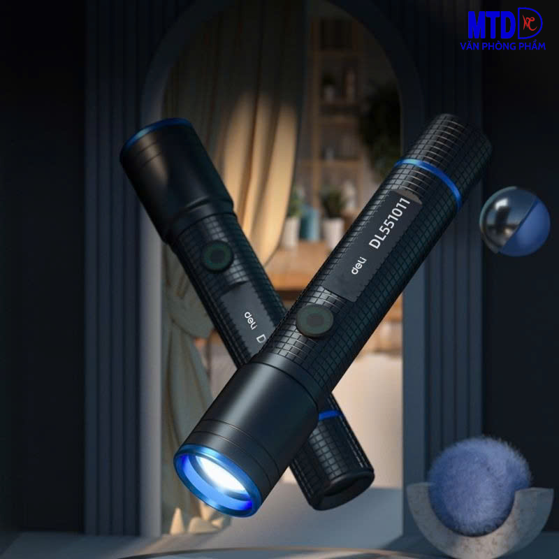 Đèn pin Mini cầm tay  Siêu Sáng Vỏ Hợp Kim, Cổng Sạc Type C Siêu Bền Chính Hãng Deli DL 551011