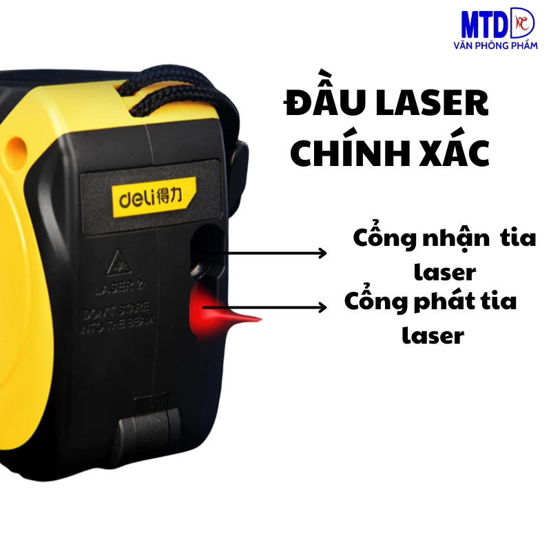Thước Đo Khoảng Cách Laser Kết Hợp Thước Dây Thép Deli - Đo Laser 30m, Đo Thủ Công 5m - Màn Hình LED Hiển Thị Chính Xác-DL4172