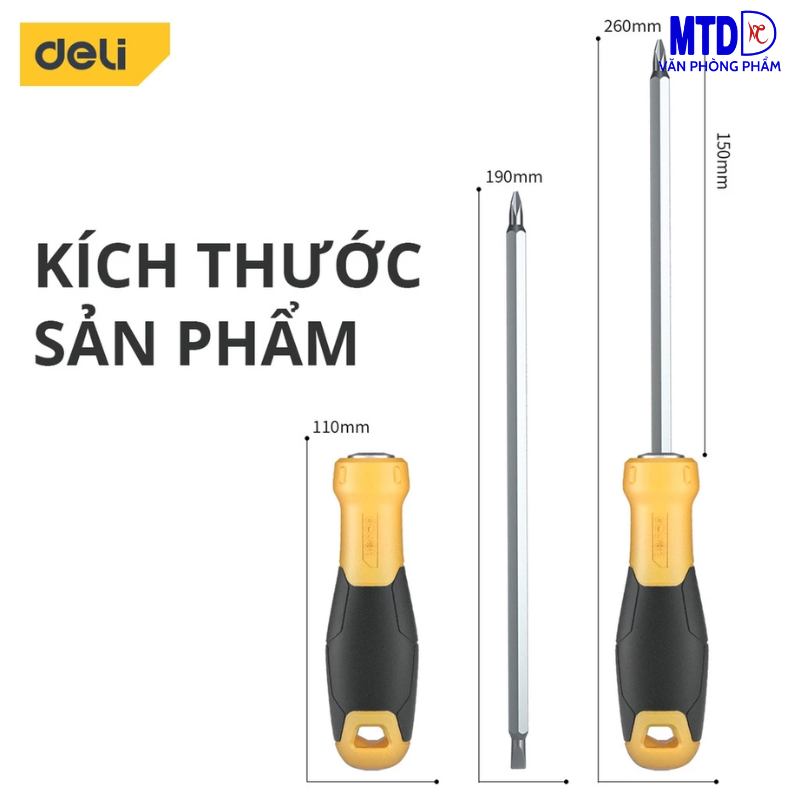 Tua Vít Đa Năng 2 Đầu Deli -HÀNG CHÍNH HÃNG- Đầu Vít Từ Tính PH1 và 5mm - Chất Liệu Thép CR-V Siêu Bền Chống Mòn, Gỉ
