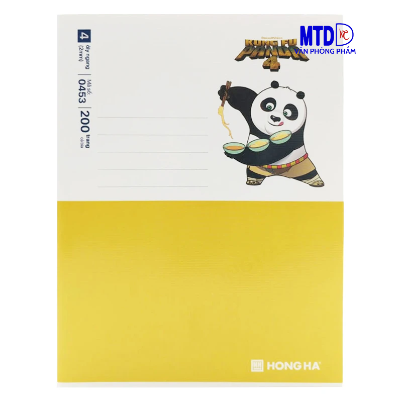 Tập/Vở  học sinhh 4 ly ngang, 200 trang Hồng Hà Class Kung Fu Panda - 0453, ĐL : 58g/m2