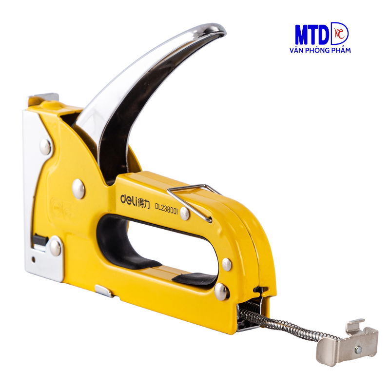 Dụng cụ (Súng) bắn ghim 4 - 8mm Deli 238001 dùng trong công xưởng  gỗ, nội thất, sử dụng  đinh  ghim  U có độ dày 0.7mm
