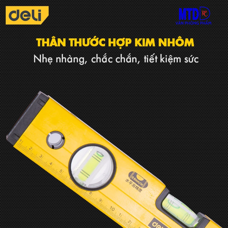 Thước Thủy Deli Cao Cấp Chính Hãng - Chất Liệu Hợp Kim Nhôm Siêu Bền, Chính Xác Tuyệt Đối, Tiện Dụng