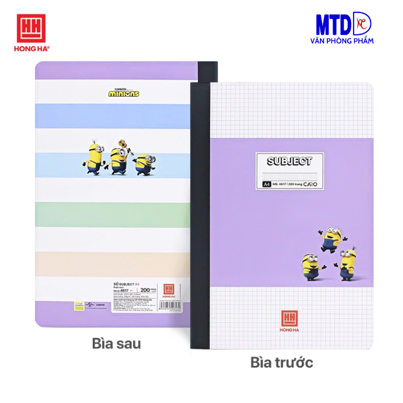 Sổ bìa bồi caro A4 200 trang Hồng Hà Subject - 4617, phù hợp cho  giáo viên , nhân viên văn phòng