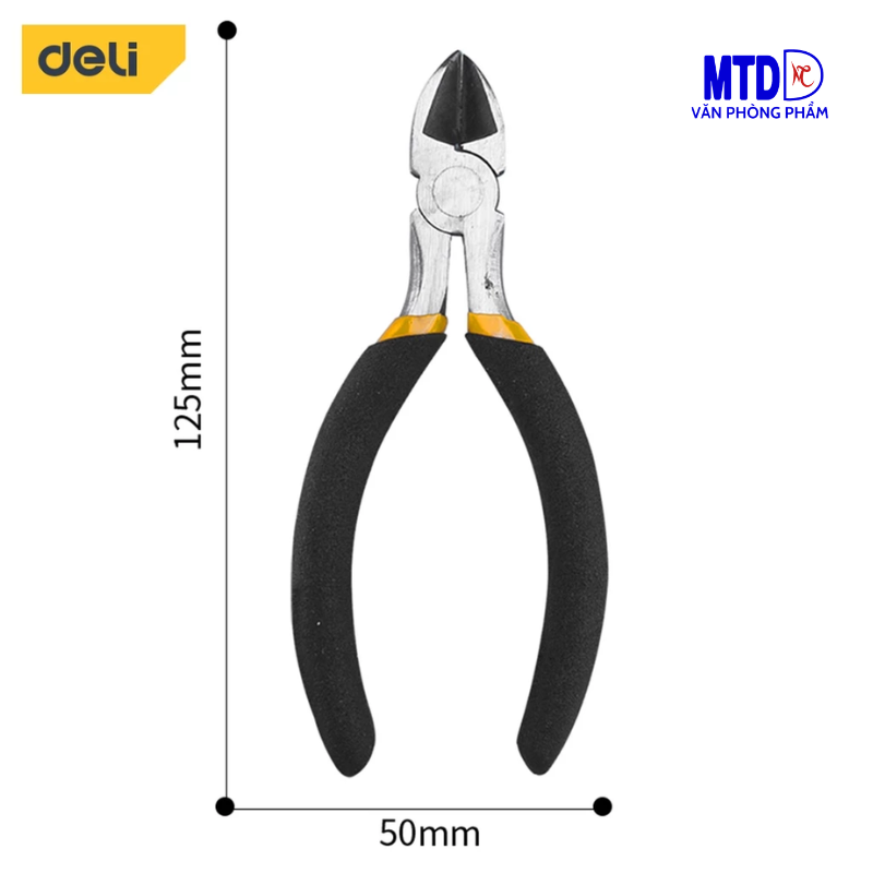 Kìm Cắt Dây Điện Mini Deli - Kềm Chất Liệu Thép Carbon Cao Cấp Chống Mòn Gỉ, Dài 125mm Nhỏ Gọn DL20025
