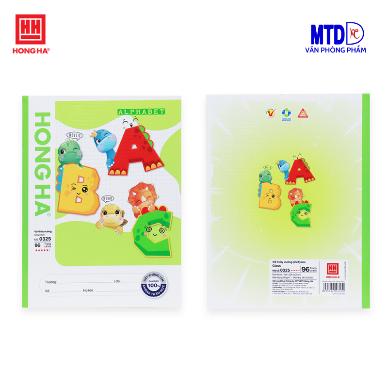 0325-Vở Hồng Hà Class Alphapbet ABC 4 ô ly vuông, 96 trang