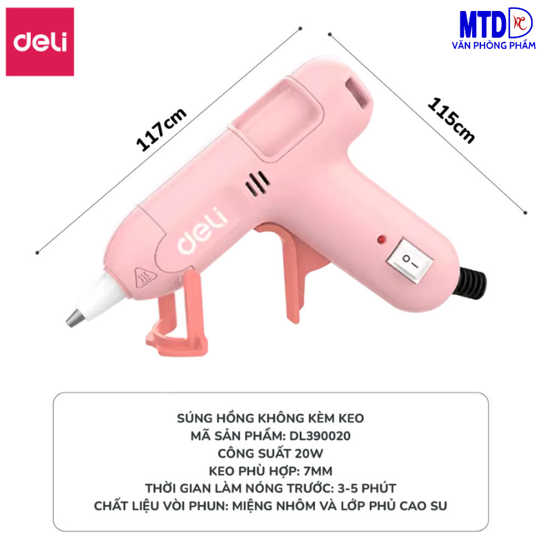 Súng Bắn Keo DELI Cao Cấp Chính Hãng Công Suất 20W/40W Nhỏ Gọn, An Toàn Sử Dụng