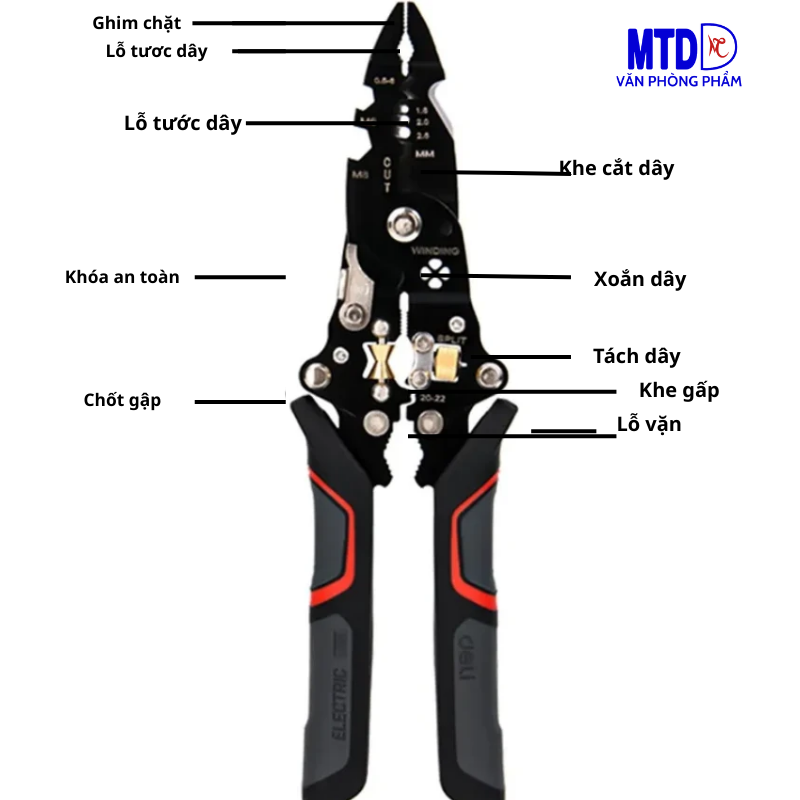 Kìm tuốt dây điện đa năng chắt lượng  cao Deli 27 trong 1 DL383014 -HÀNG CHÍNH HÃNG