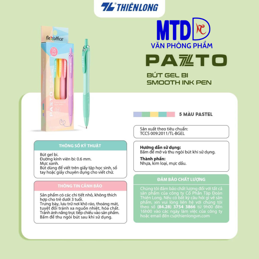 Bút gel bi FO-GELB039/VN Xanh 5MC