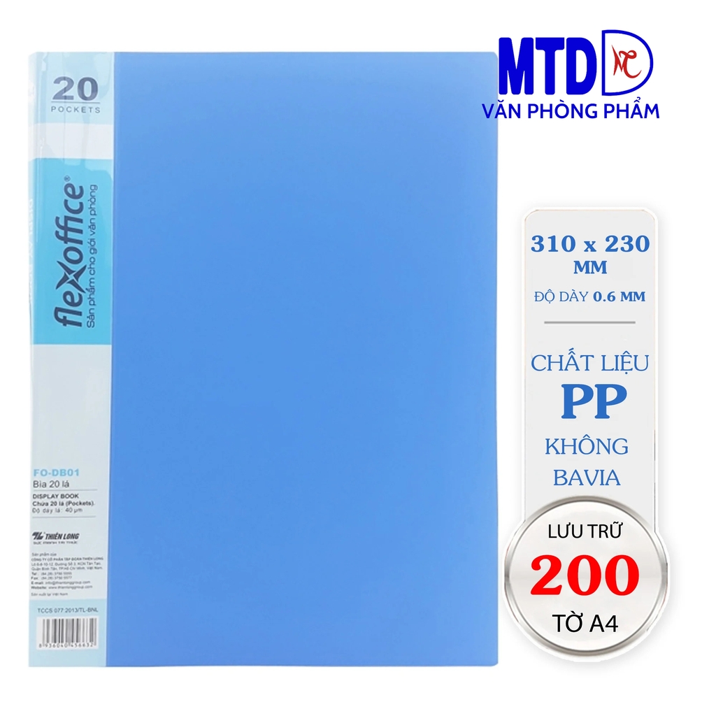Bìa 20 lá A4 FO-DB01 đựng hồ sơ tới 200 tờ