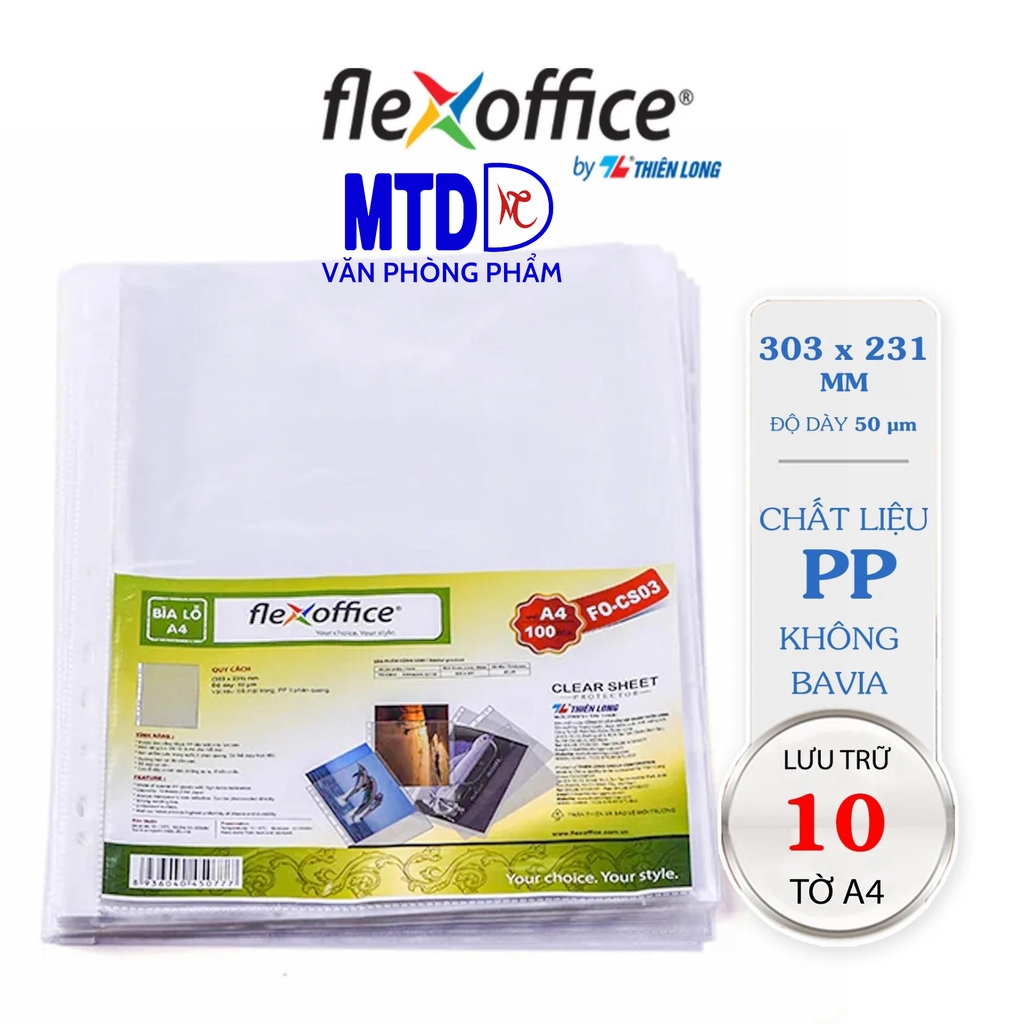 Bìa lỗ không viền màu Thiên Long CS03/FO-T2000 - xấp = 100 tờ - Gía rẻ bất ngờ