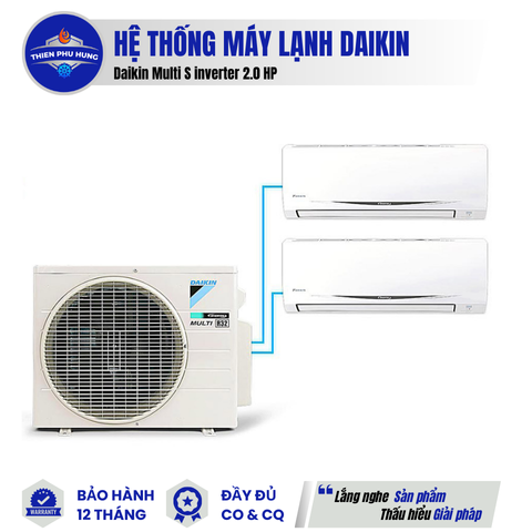 Hệ thống máy lạnh Daikin Multi S inverter 2 HP - 1 dàn nóng MKC50RVMV 2 dàn lạnh CTKC25RVMV+CTKC35RVMV