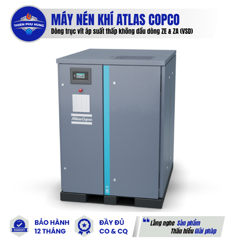 MÁY NÉN KHÍ TRỤC VÍT ÁP SUẤT THẤP KHÔNG DẦU DÒNG ZE & ZA (VSD)