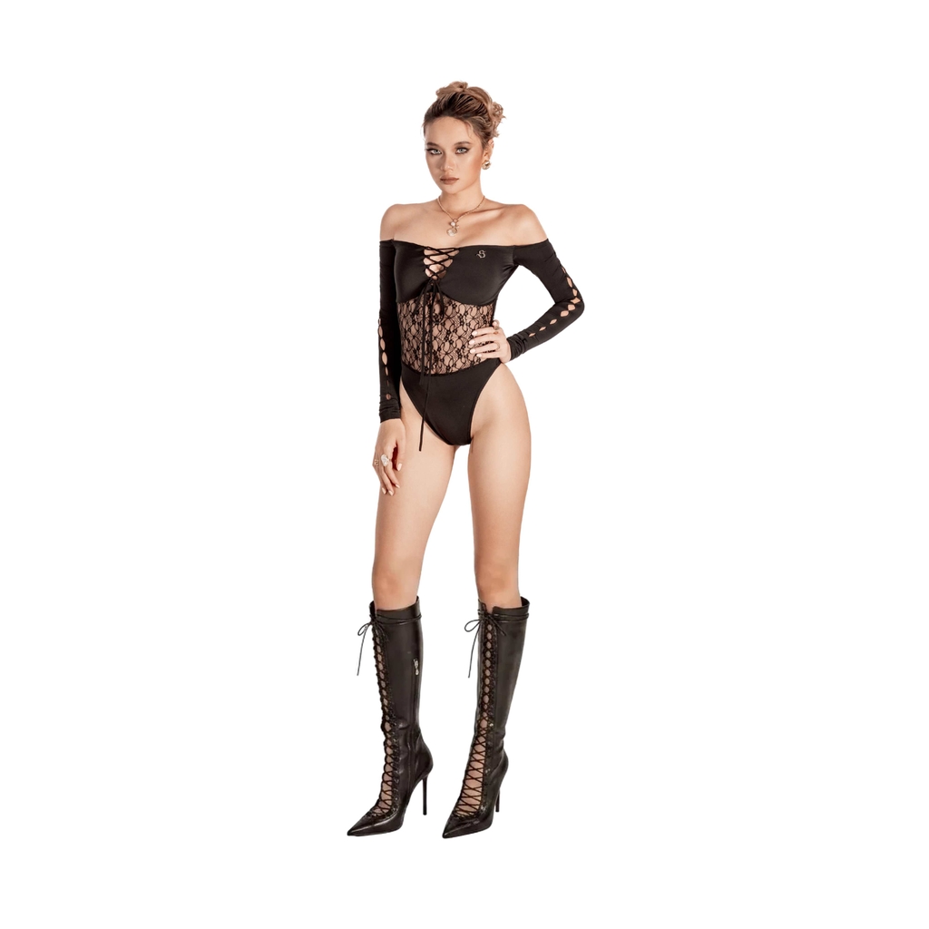 SISTERS Swimsuit trễ vai phối ren Delfina