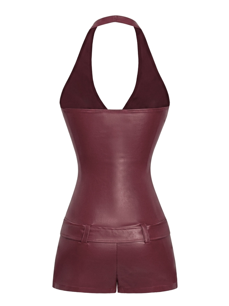 SISTERS Jump đùi da cổ yếm kèm belt Fidelia - Đỏ