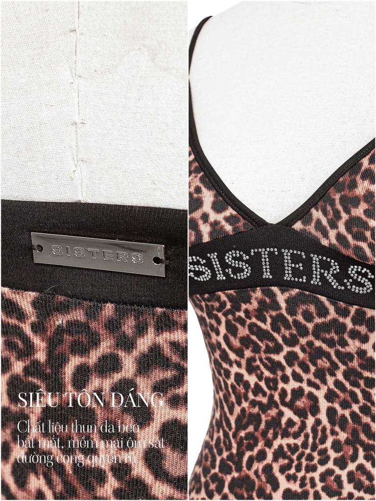 SISTERS Áo croptop da beo đính đá Enya
