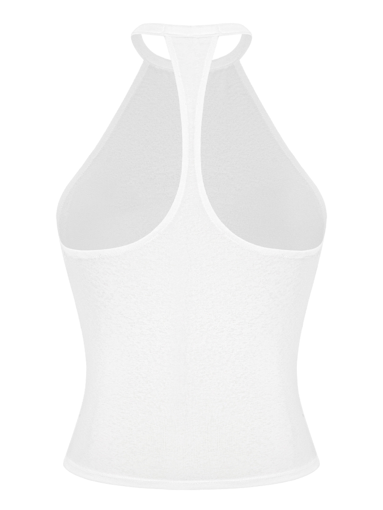 SISTERS Áo cổ yếm dáng dài Lotus - Trắng