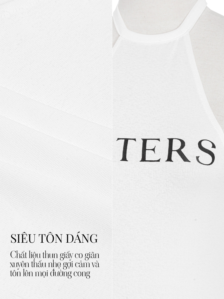 SISTERS Áo cổ yếm dáng dài Lotus - Trắng