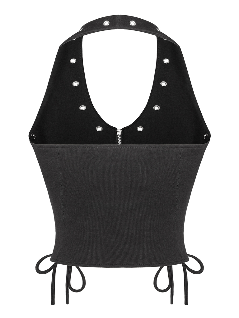 SISTERS Áo croptop cổ yếm đan dây Riveria - Đen