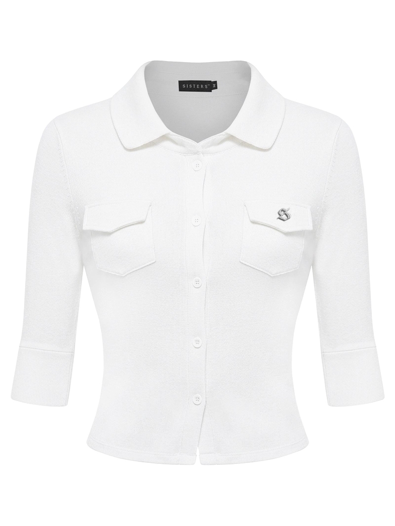 SISTERS Áo croptop vạt bầu Aveline - Trắng