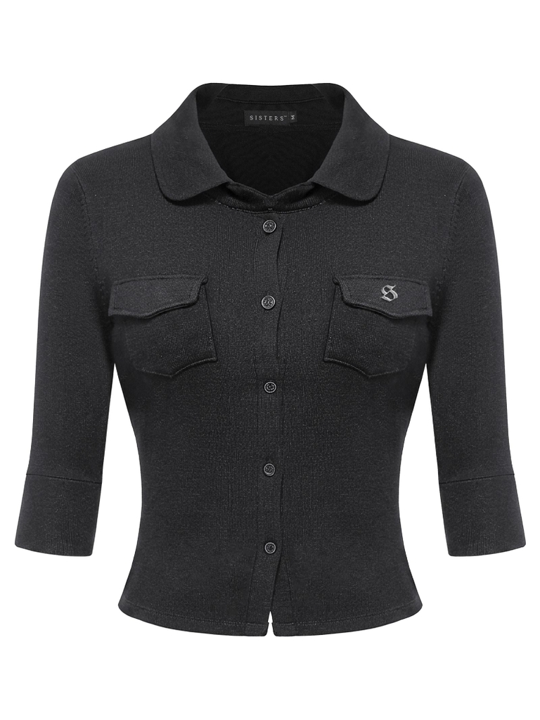 SISTERS Áo croptop vạt bầu Aveline - Đen