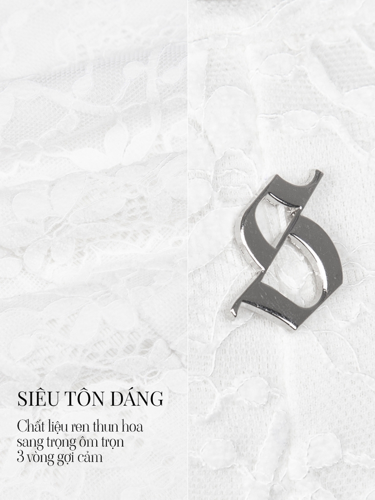 SISTERS Áo mini top phối ren Flora