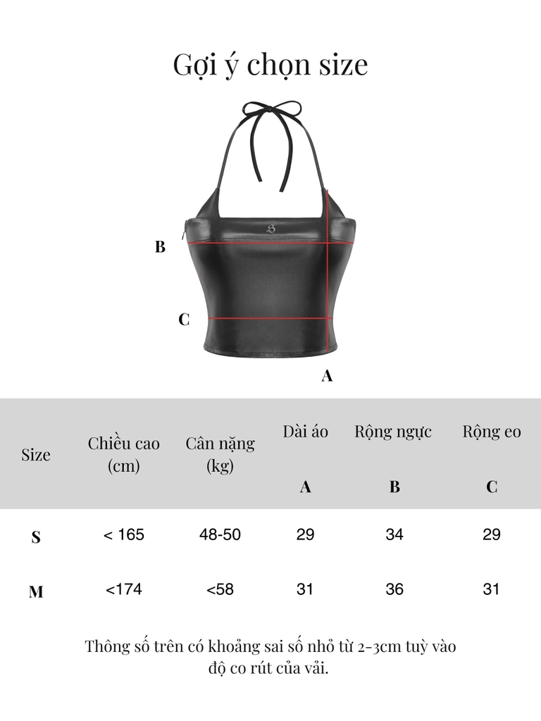 SISTERS Áo tube da cổ yếm Yette - Đỏ