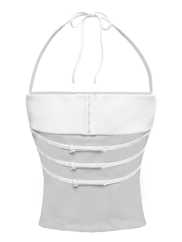 SISTERS Áo croptop cúp ngực hở lưng Dionne - Trắng