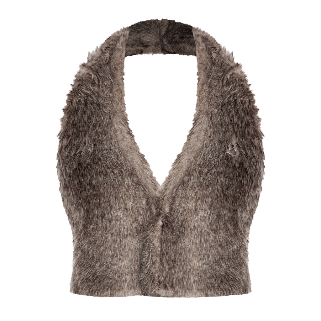 SISTERS Áo gile lông hở lưng Lucienne