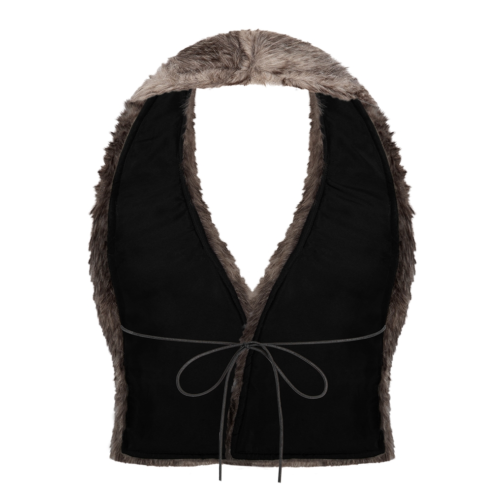 SISTERS Áo gile lông hở lưng Lucienne