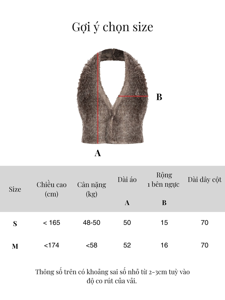 SISTERS Áo gile lông hở lưng Lucienne