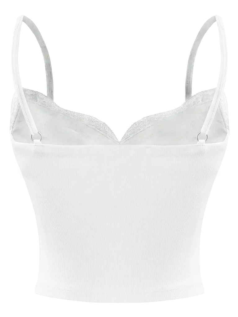SISTERS Áo croptop phối ren ngực Wilhelmina - Trắng