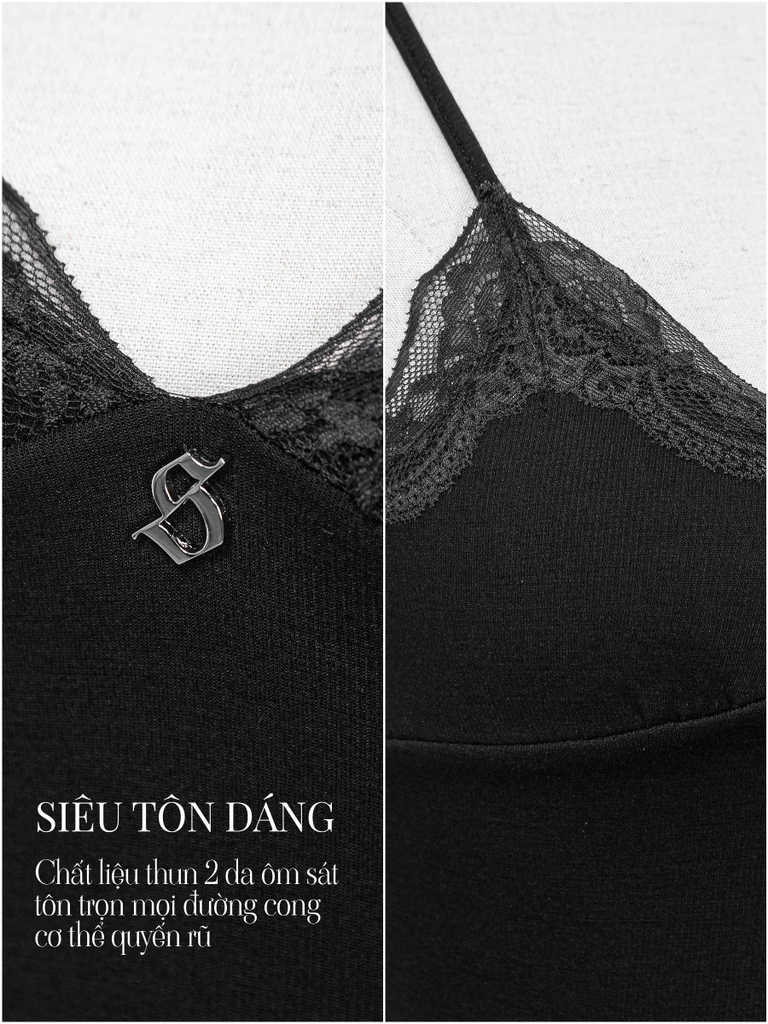 SISTERS Áo croptop phối ren ngực Wilhelmina - Trắng