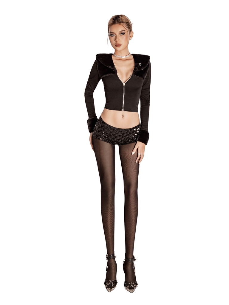 SISTERS Áo phối lông thỏ Helena