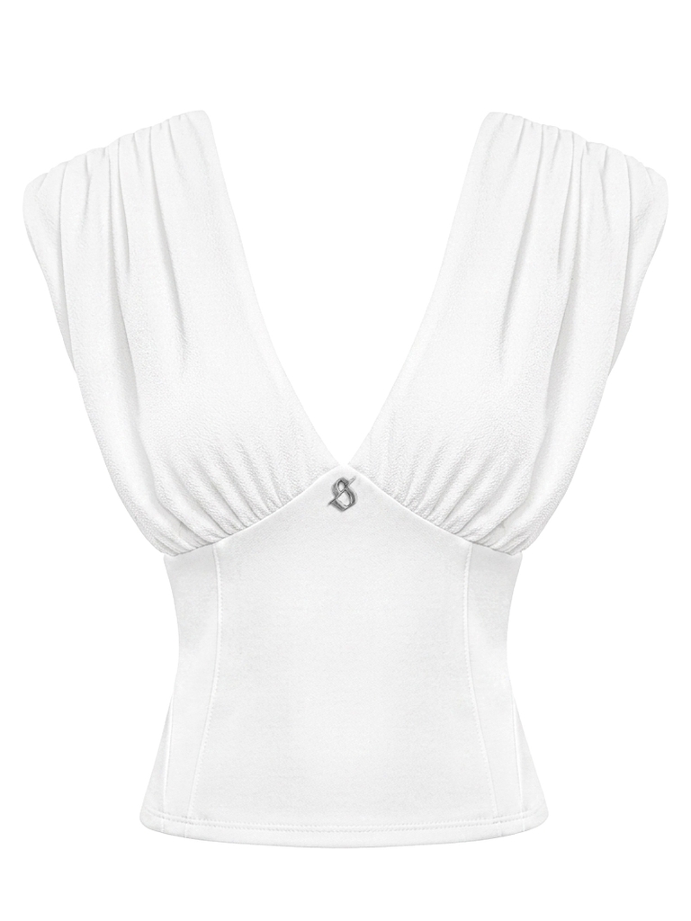 SISTERS Áo croptop trễ vai Opal - Trắng