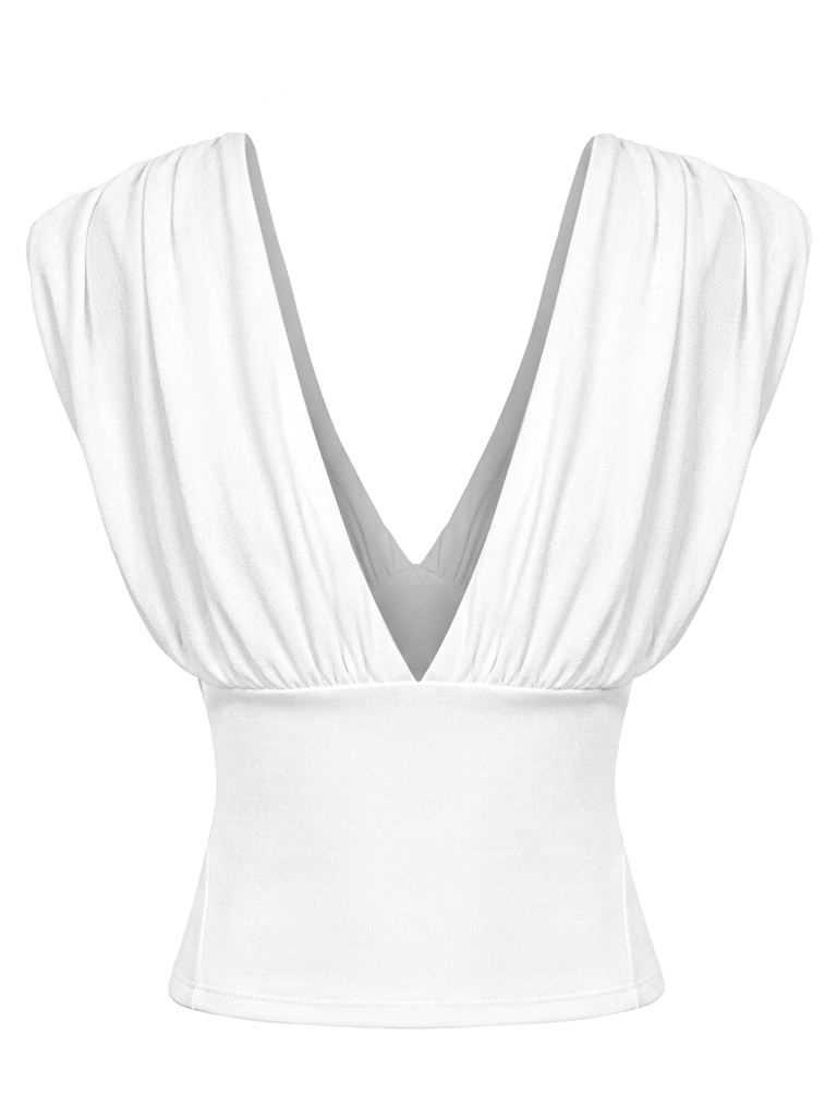 SISTERS Áo croptop trễ vai Opal - Trắng