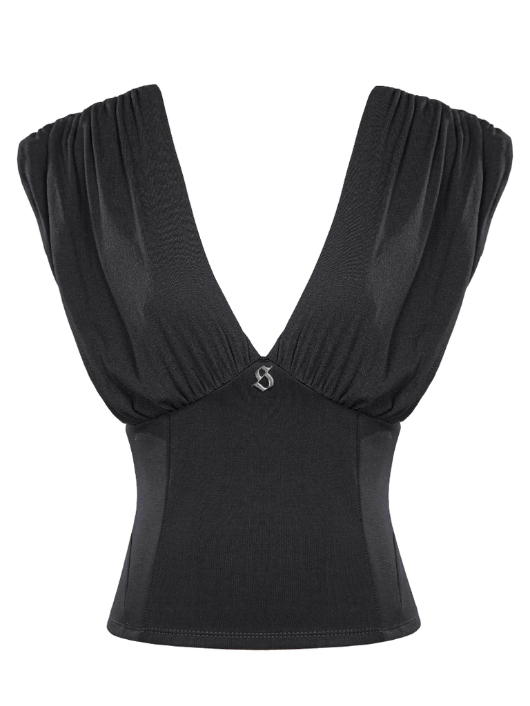 SISTERS Áo croptop trễ vai Opal - Đen