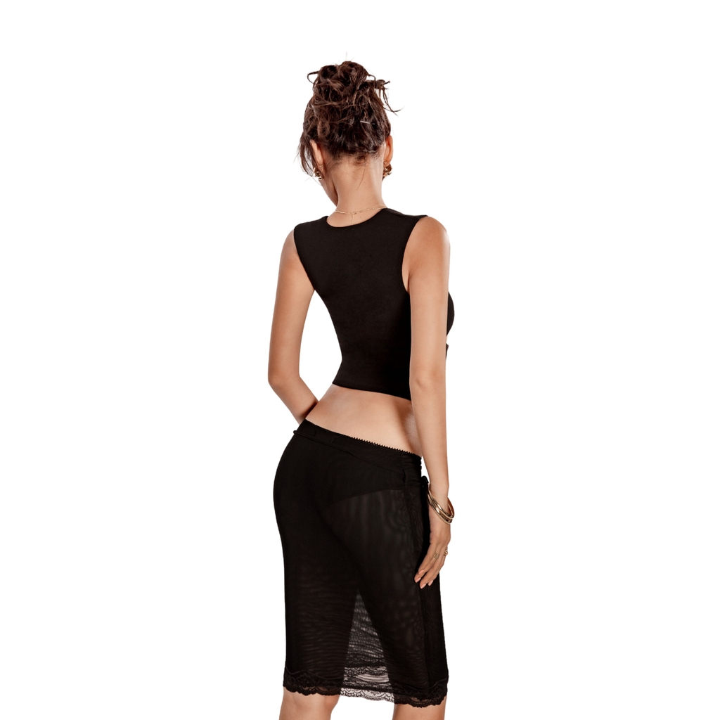 SISTERS Áo Croptop cut-out Sienna - Đen
