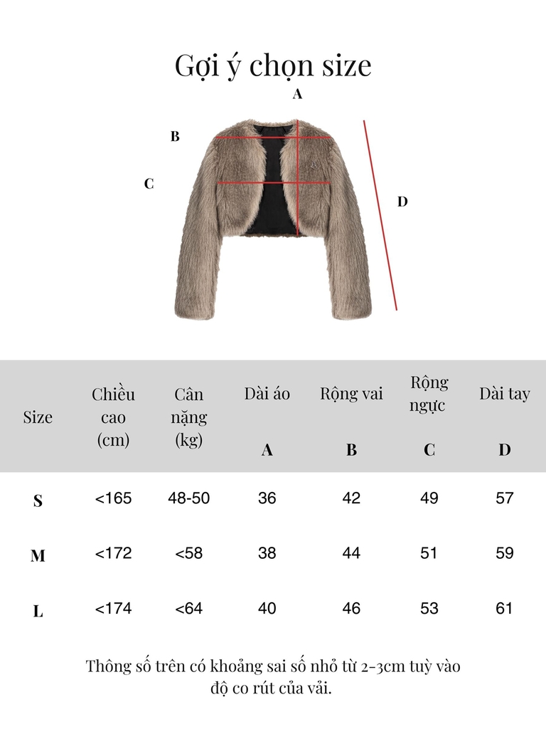 SISTERS Áo khoác lông dài tay Peggy - Xám