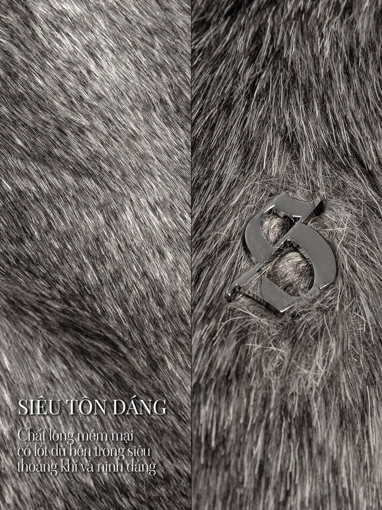 SISTERS Áo khoác lông dài tay Peggy - Xám