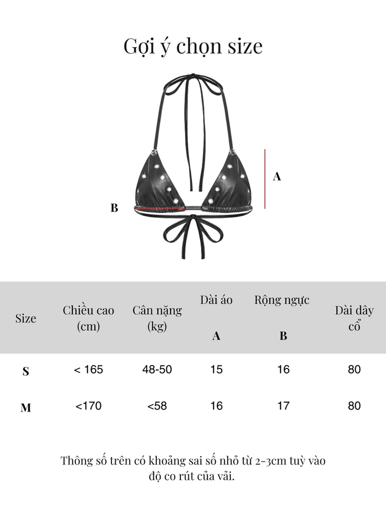 SISTERS Áo ngực da phối khoen bạc Amour