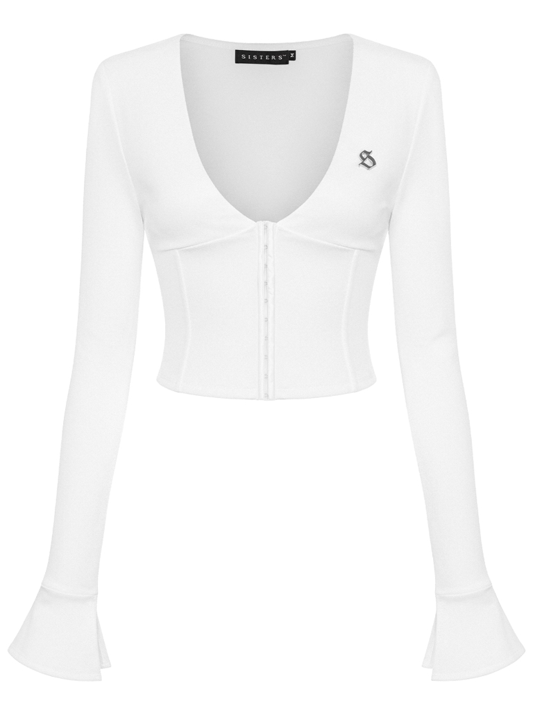 SISTERS Áo dài tay móc cài ngực Josephine - Trắng