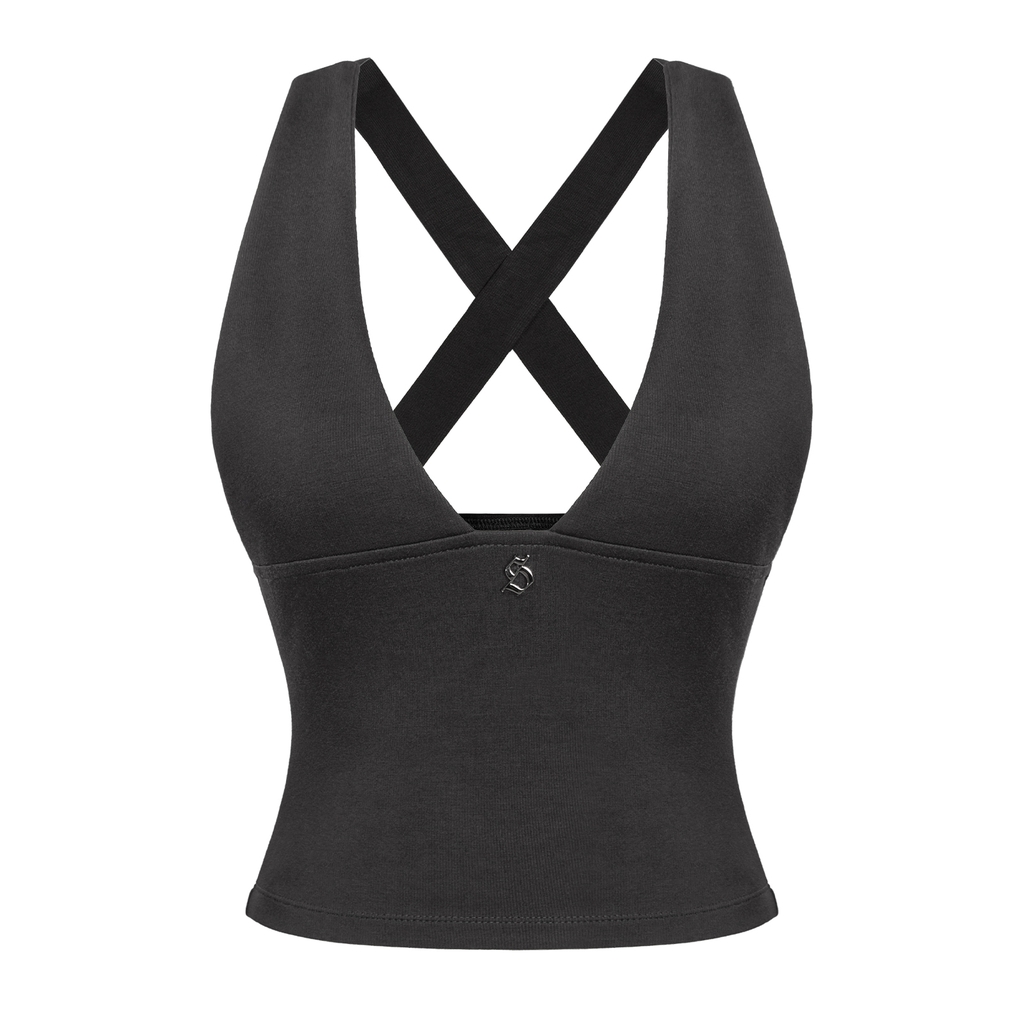 SISTERS Áo croptop đan chéo lưng Franny - Đen