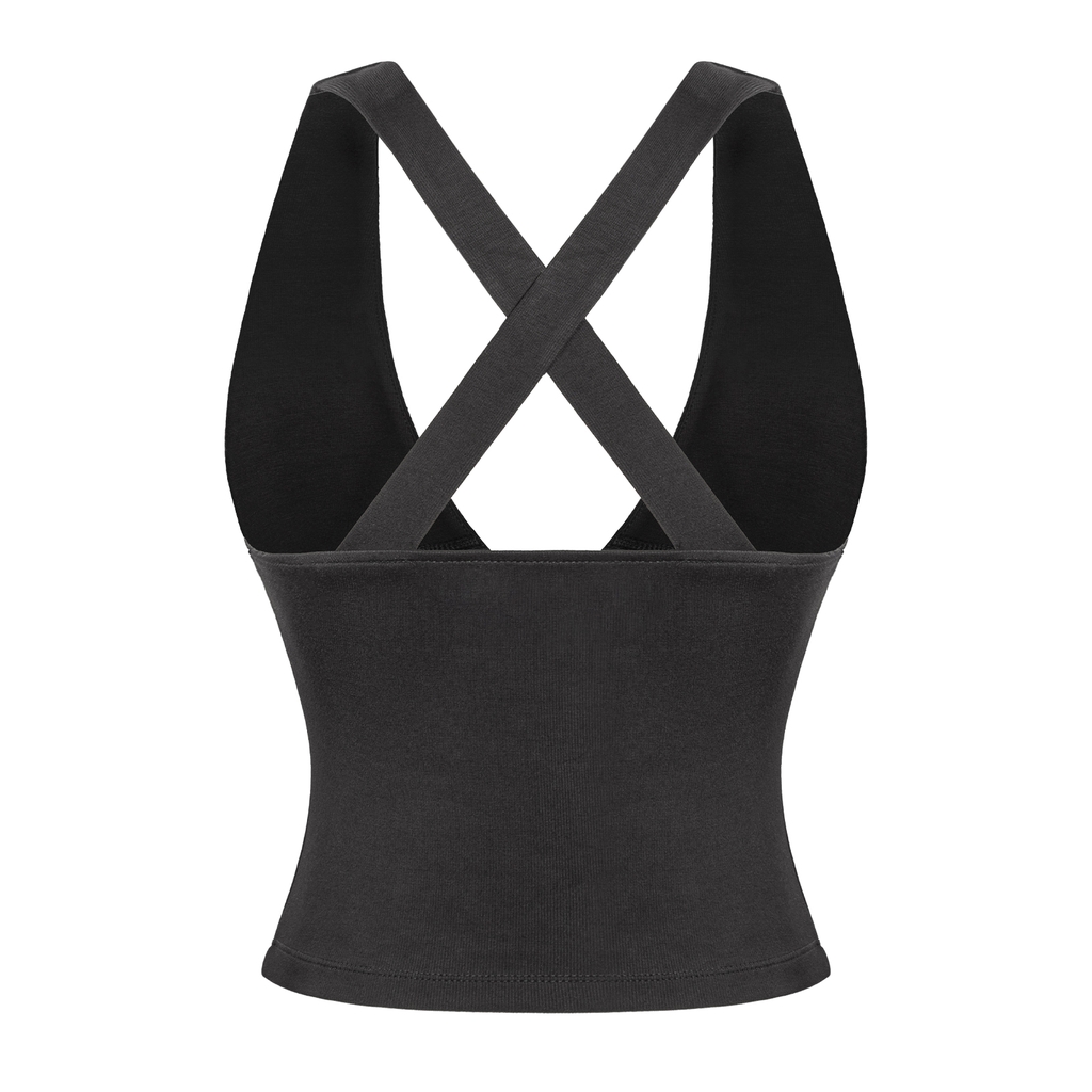 SISTERS Áo croptop đan chéo lưng Franny - Đen