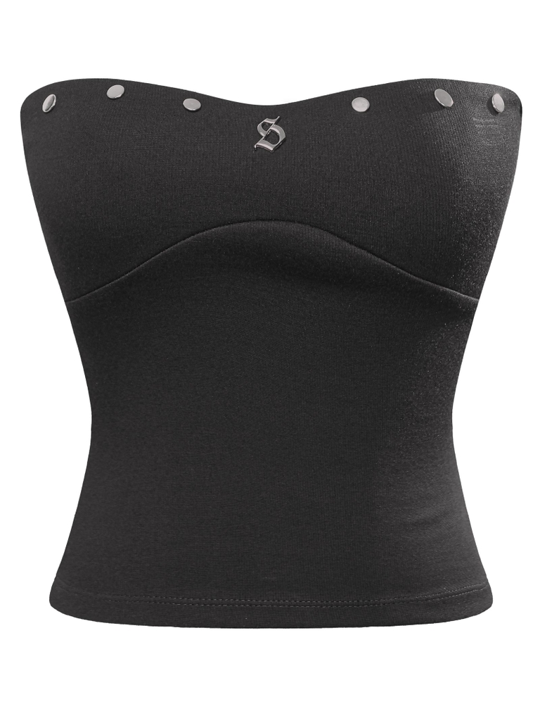 SISTERS Áo croptop cúp ngực phối đinh tán Odessa - Đen