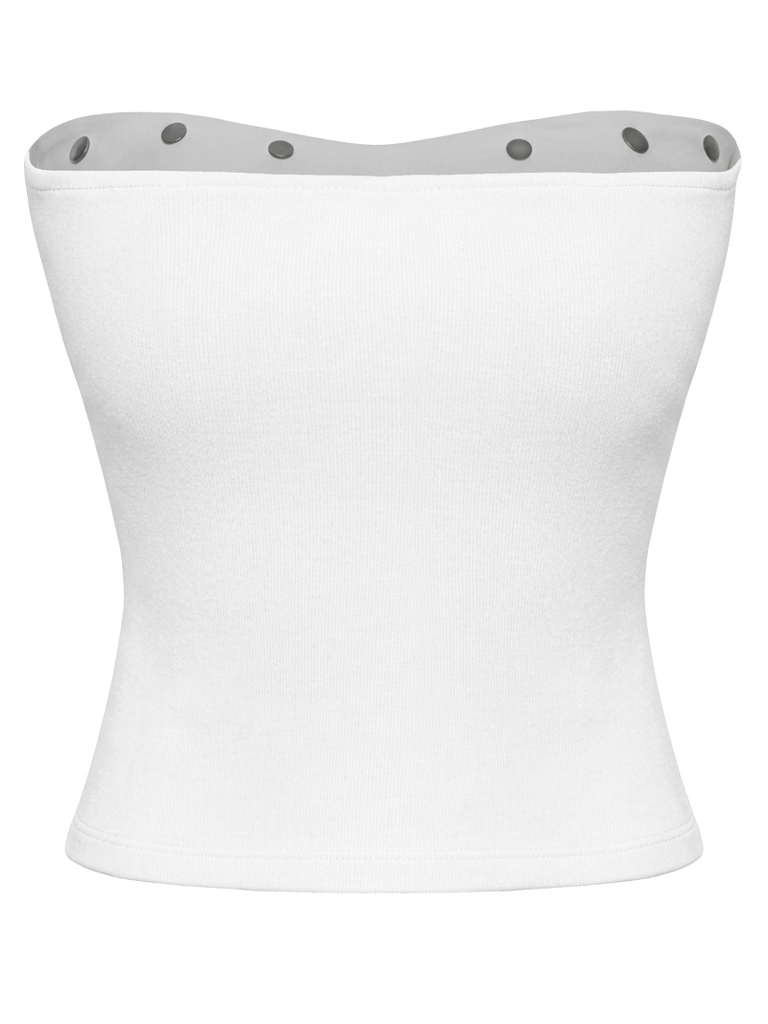 SISTERS Áo croptop cúp ngực phối đinh tán Odessa - Trắng
